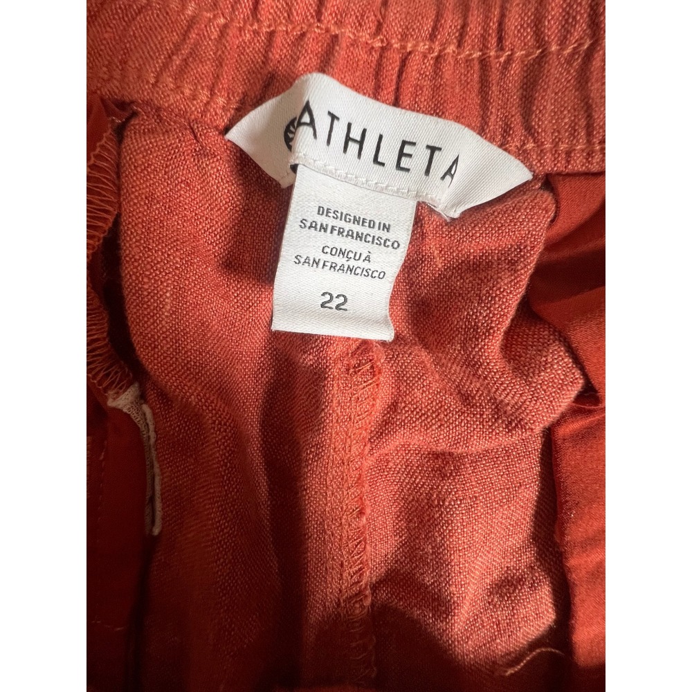 Athleta Retreat Linen Wide Leg Pant 22 Terracotta Red High Rise New NWT Summer - Picture 5 of 11